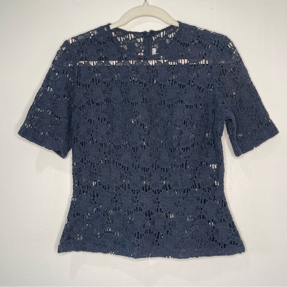 MORGANE LE FAY Cutout Navy Top Size S MADE IN USA